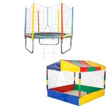 Kit Diversão Cama Elástica Pula Pula Trampolim 1,83 Infantil e Piscina de Bolinhas Quadrada 1,50m Kit Diversão Cama Elástica Pula Pula Trampolim 1,83 Infantil e Piscina de Bolinhas Quadrada 1,50m