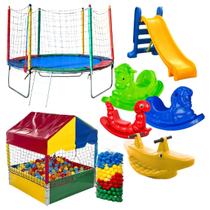 Kit Diversão Pula Pula 2,30m Médio Piscina de Bolinhas 1m com 500 Bolinhas Escorrega Médio Acompanha Gangorras de 1 Lugar e 2 Lugares Kit Diversão Pula Pula 2,30m Médio Piscina de Bolinhas 1m com 500 Bolinhas Escorrega Médio Acompanha Gangorras de 1 Lugar e 2 Lugares