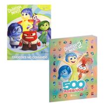 Kit: Divertidamente: Emoções No Comando (10 Miniaturas, Livro, Cenário) + 500 Adesivos Divertida Mente 2