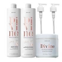 Kit Divine Shampoo 1L + Condicionador 1L + Máscara 500g + Válvulas Pump