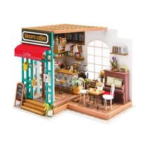 Kit DIY 3D Robotime Casa de Café com Luz LED 23 x 20 x 20 cm