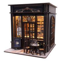 Kit DIY Book Nook de Cafeteria com Quebra-cabeça de Madeira e LED