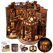 Kit DIY de Cantinho de Livro em Miniatura de Madeira SUNNINO com Luz LED Kit DIY de Cantinho de Livro em Miniatura de Madeira SUNNINO com Luz LED