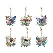 Kit DIY De Chaveiros Para Adultos 6 Peças: Arte Em Diamante, Borboleta, Strass, Coração, Pintura Em Kit DIY De Chaveiros Para Adultos 6 Peças: Arte Em Diamante, Borboleta, Strass, Coração, Pintura Em