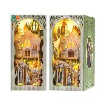 Kit DIY De Mini Livraria Iluminada Por LED, Quebra-Cabeça 3D De Madeira Para Decoração De
