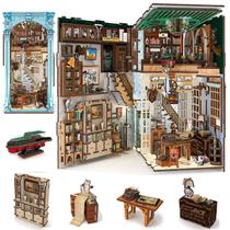 Kit DIY Dollhouse Book Nook MiniCity Hemingway House com LED