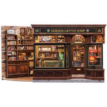 Kit DIY Miniature House Dollhouse CUTEBEE Book Nook Coffee