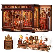 Kit DIY Miniature House Dollhouse CUTEBEE Book Nook com LED