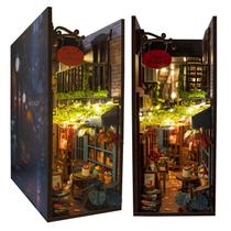 Kit DIY Miniature House Dollhouse MiniAlley Book Nook com LED