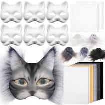Kit DIY Therian Mask Seenelling Máscara de gato em branco com tecido de feltro