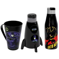 Kit do Batman com Garrafa Caneca e Garrafinha Giratória de Foguete