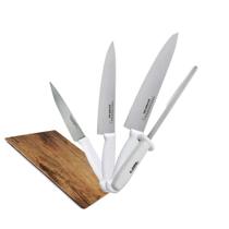 Kit do Chef Chaira Estriada Amolador com Prancheta de Madeira Goumet Mix