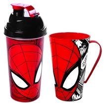 Kit do Homem Aranha Infantil com Skakeira 580ml e Caneca 500ml Plasútil Original