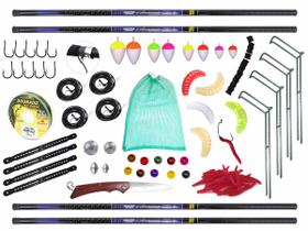 Kit do Pescador Com 4 Varas Telescópicas 22% Carbono 2,10m + Acessórios (Ref. 125)