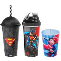 Kit do Super Homem com 3 Copos Infantil Livre BPA Plasútil