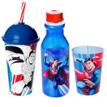 Kit do Superman Copo Shake com Canudo Garrafa e Copo 320ml Kit do Superman Copo Shake com Canudo Garrafa e Copo 320ml