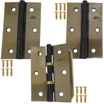 Kit Dobradiça Para Porta Camarão 2 Lisa 1 Com Alça Ouro Velho Cromado Kit Dobradiça Para Porta Camarão 2 Lisa 1 Com Alça Ouro Velho Cromado