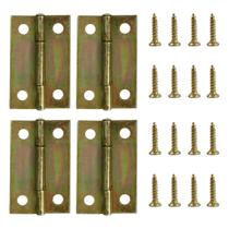 Kit Dobradiças 3,6x2,3cm Com Parafusos Metal Polido - 12 Uni