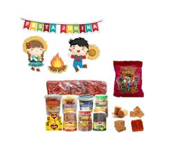 Kit Doces Diversos Para Festa Junina 50 Pessoas + Bandeiras