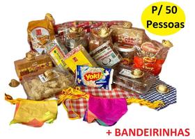 Kit Doces Diversos Para Festa Junina 50 Pessoas + bandeiras