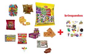Kit Doces p/ Crianças c/ 900 Doces, 100 brinquedos 100 Sacos