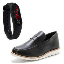 KIt Dockside Casual Ec Shoes Liso Com Detalhe Gravata E Relogio KIt Dockside Casual Ec Shoes Liso Com Detalhe Gravata E Relogio