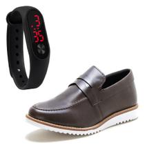 KIt Dockside Casual Ec Shoes Liso Com Detalhe Gravata E Relogio KIt Dockside Casual Ec Shoes Liso Com Detalhe Gravata E Relogio
