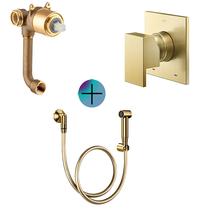 Kit docol base mono. ducha+acabamento ouro polido+ducha luxo