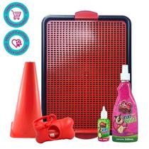 Kit dog sanitario pet vermelho com educador pode/não pode 5 itens