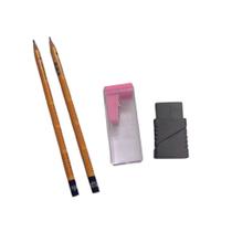 kit Dois Lapis Tabuada + Um Apontador Com Reservatorio + Uma Borracha Preta Mercur