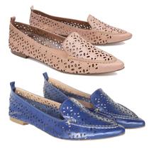 Kit Dois Mocassim Bico Fino Ana Elisa Sola Borracha Com Furos Kit Dois Mocassim Bico Fino Ana Elisa Sola Borracha Com Furos