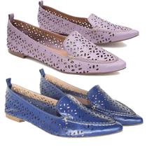 Kit Dois Mocassim Bico Fino Ana Elisa Sola Borracha Com Furos Kit Dois Mocassim Bico Fino Ana Elisa Sola Borracha Com Furos