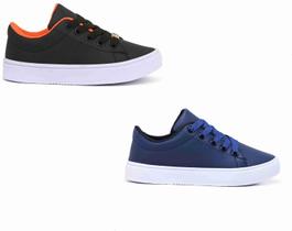 Kit Dois Par De Sapato Infantil Masculino Versátil Antiderrapante Escolar Kit Dois Par De Sapato Infantil Masculino Versátil Antiderrapante Escolar