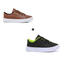 Kit Dois Par De Tênis Versátil Escolar Antiderrapante Infantil Masculino Kit Dois Par De Tênis Versátil Escolar Antiderrapante Infantil Masculino