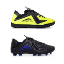 Kit Dois Pares Chuteira Couro Legitimo E Sintético Society Campo Gramado Sola Colada Costurada
