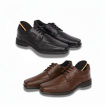 Kit dois pares de sapato social masculino elegant em couro ajuste cadarço