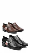 Kit dois pares de sapato social masculino elegant em couro