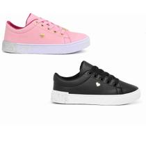 Kit Dois Pares De Tênis Infantil Feminino Versátil Escolar Alta Qualidade Kit Dois Pares De Tênis Infantil Feminino Versátil Escolar Alta Qualidade