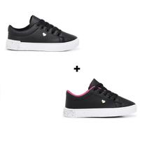 Kit Dois Pares Infantil Feminino Tênis Juvenil Escolar Antiderrapante Kit Dois Pares Infantil Feminino Tênis Juvenil Escolar Antiderrapante