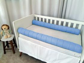 Kit Dois Rolo Protetor Lateral Solteiro 1,15m Com Ziper - Azul - Baby Mel