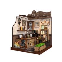 Kit Dollhouse DIY Miniature Coffee House, modelo de madeira