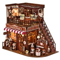 Kit Dollhouse DIY Miniature Dessert House com luz LED Kit Dollhouse DIY Miniature Dessert House com luz LED