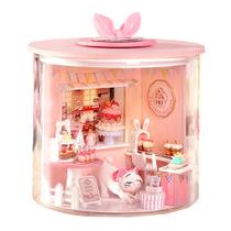 Kit Dollhouse GUDVES Móveis de madeira em miniatura com capa protetora contra poeira