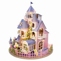 Kit Dollhouse Roroom DIY Miniature com móveis com capa protetora contra poeira