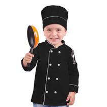 Kit Dólmã E Chapéu Infantil Preto Unissex Para Chef De Cozinha Crianças Conjunto Uniforme 100 Algodão Mini Cozinheiro Presente Foto