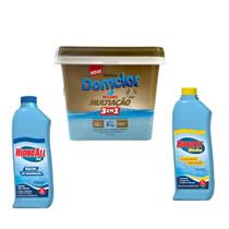 Kit Domclor Multiação 3Kg Hidroall Clarificante e Algicida Manutenção 1L Para Piscinas