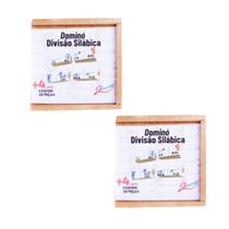 Kit Dominó Divisão Silábica Jogo Didático em Madeira - 2 Unidades Kit Dominó Divisão Silábica Jogo Didático em Madeira - 2 Unidades