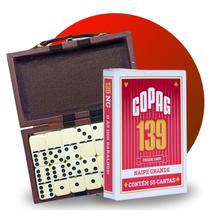 Kit Dominó Maleta Sq3442 Baralho Copag 139 Jogos Clássicos Unidade Bar Reunião Truco Poker
