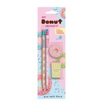 Kit Donut com 2 lápis HB + apontador + borracha