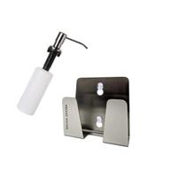 Kit Dosador de detergente com suporte p/ esponja em inox Kit Dosador de detergente com suporte p/ esponja em inox